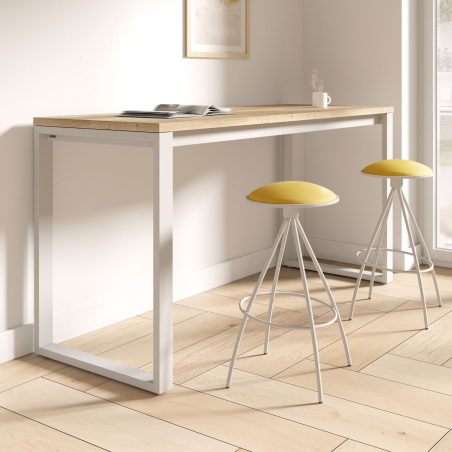 Table snack en stratifié pieds forme traineau en métal faible profondeur - Neox