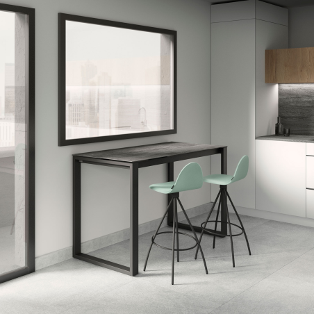 Table snack en céramique avec pieds forme traineau en métal faible profondeur - Neox