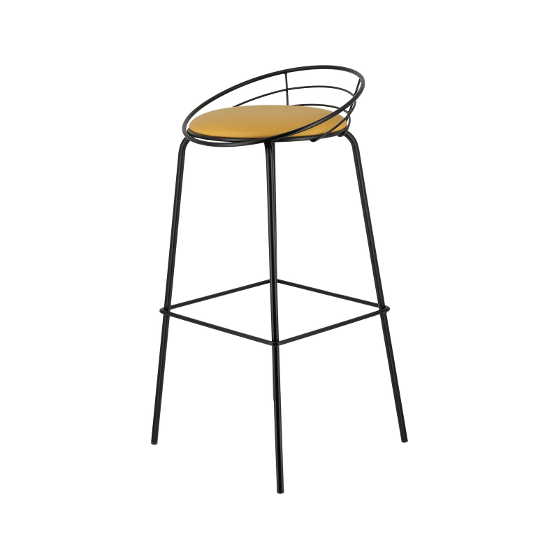 Tabouret haut français en métal et synthétique - Yaël