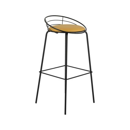 Tabouret haut français en métal et synthétique - Yaël