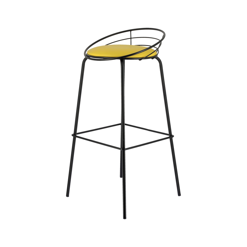 Tabouret haut français en métal et synthétique - Yaël