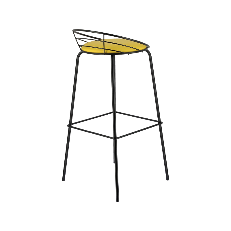 Tabouret haut français en métal et synthétique - Yaël