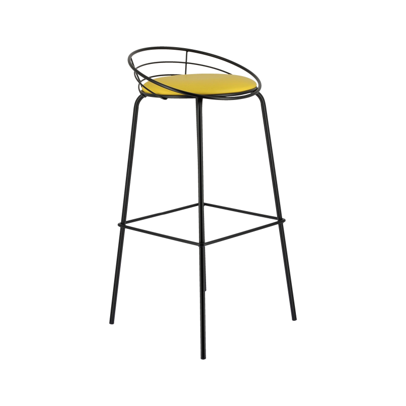 Tabouret haut français en métal et synthétique - Yaël