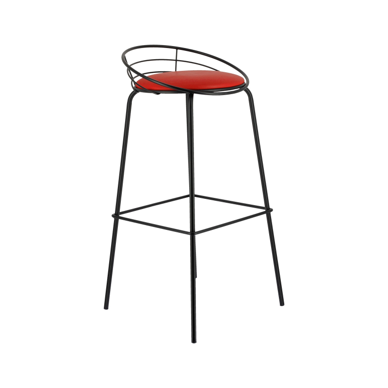 Tabouret haut français en métal et synthétique - Yaël