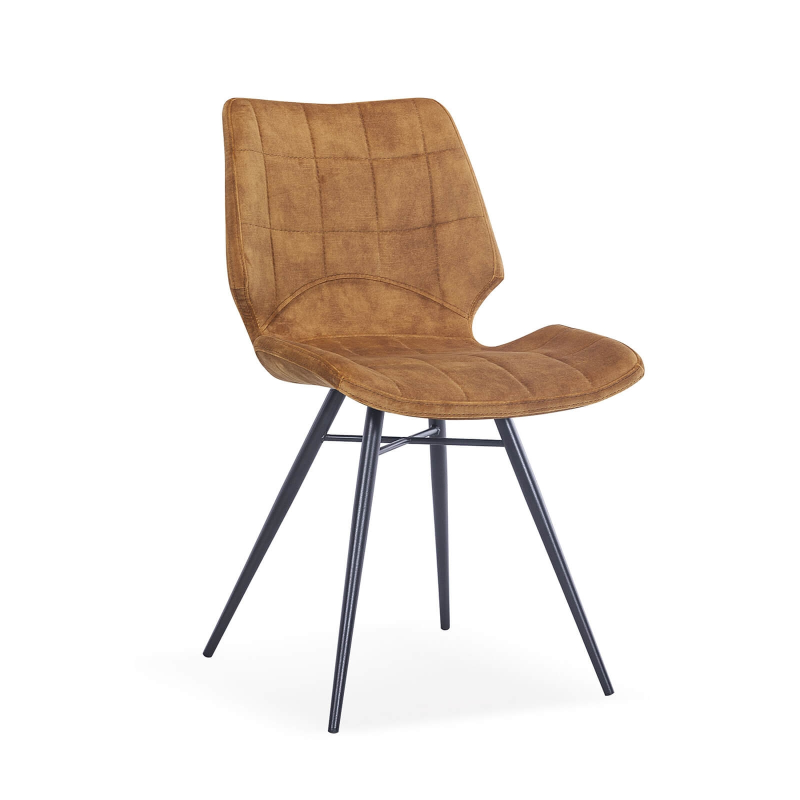 Chaise tendance vintage rembourrée en velours marron - Ibéris