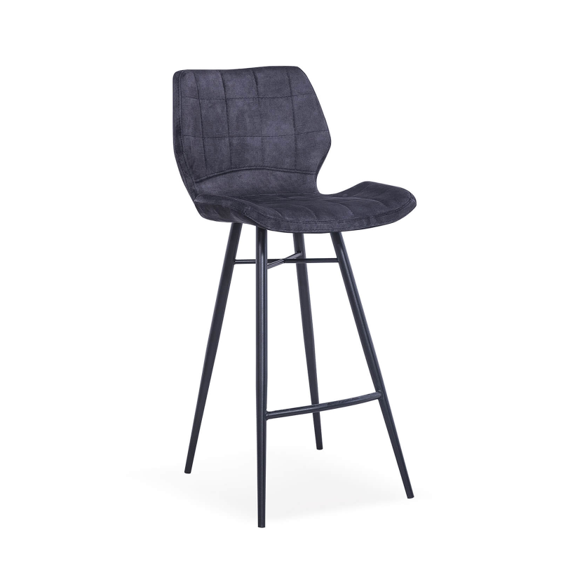 Tabouret cosy coque matelassée en velours et pieds en métal noir - Impia