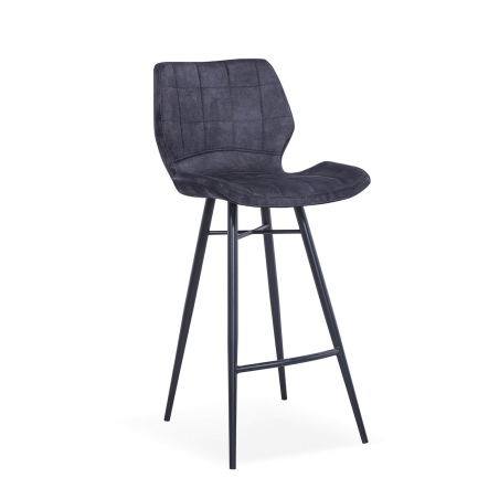Tabouret cosy coque matelassée en velours et pieds en métal noir - Impia