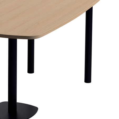 Table de cuisine demi-oblongue en stratifié bois et métal noir - Lucca