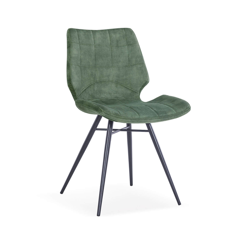 Chaise design vintage rembourrée en velours vert - Ibéris