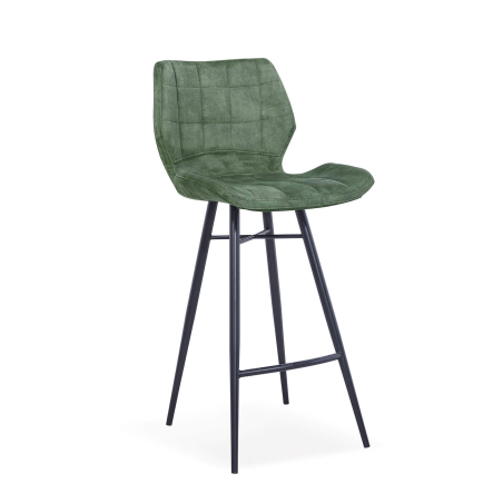 Tabouret design coque matelassée en velours et pieds en métal noir - Impia