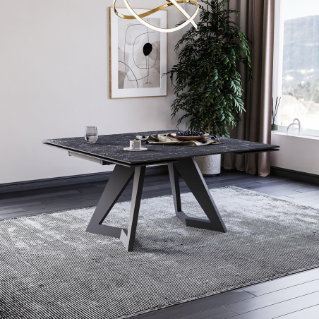 Table design carrée en céramique avec pieds en métal - Hector