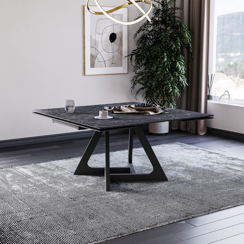 Table extensible en céramique design avec pieds en métal - Hector