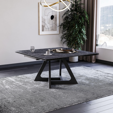 Table extensible en céramique design avec pieds en métal - Hector