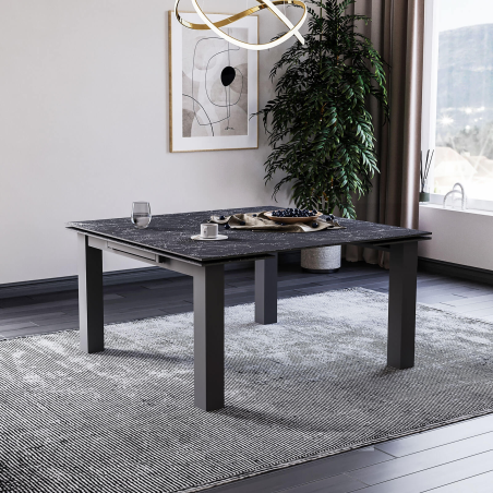 Table avec allonges en céramique design avec pieds en métal - Hector