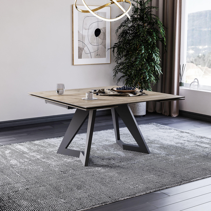 Table extensible en céramique design avec pieds en métal - Hector