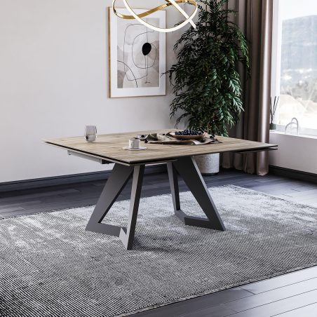Table extensible en céramique design avec pieds en métal - Hector