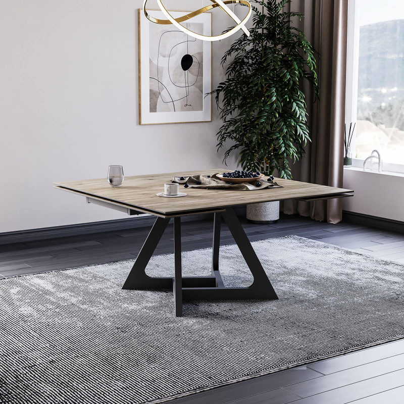 Table design extensible en céramique avec pieds en métal - Hector
