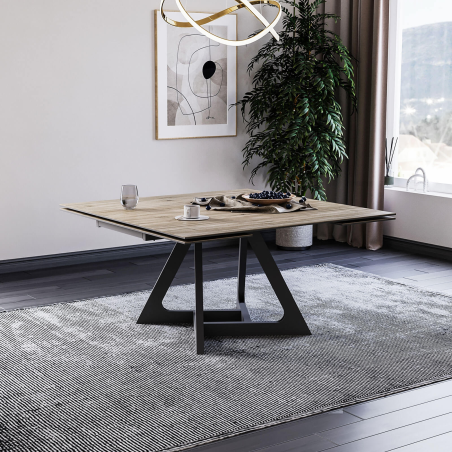 Table design extensible en céramique avec pieds en métal - Hector