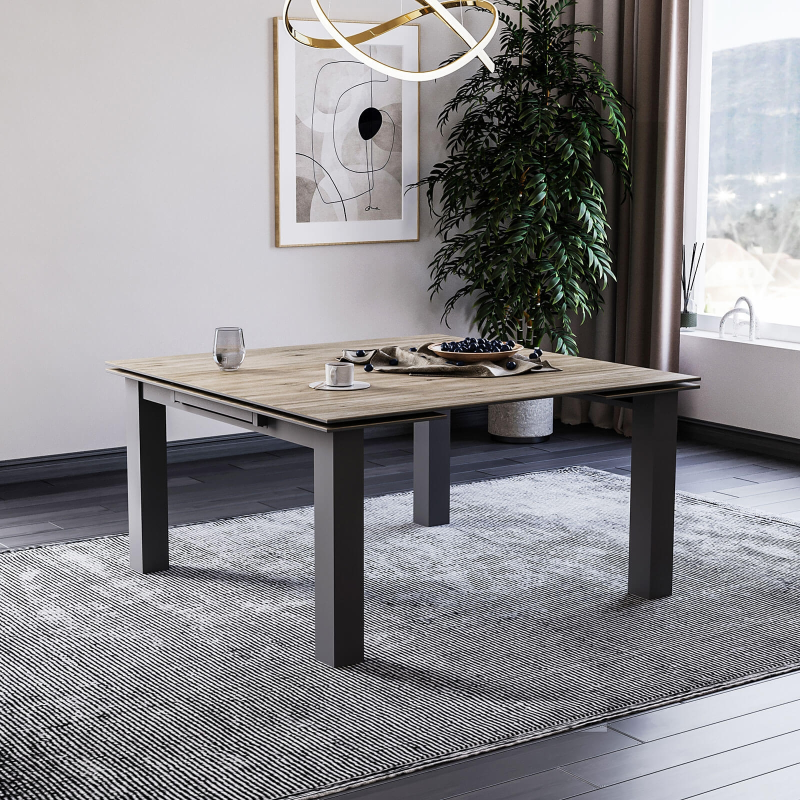 Table extensible en céramique design avec pieds en métal - Hector