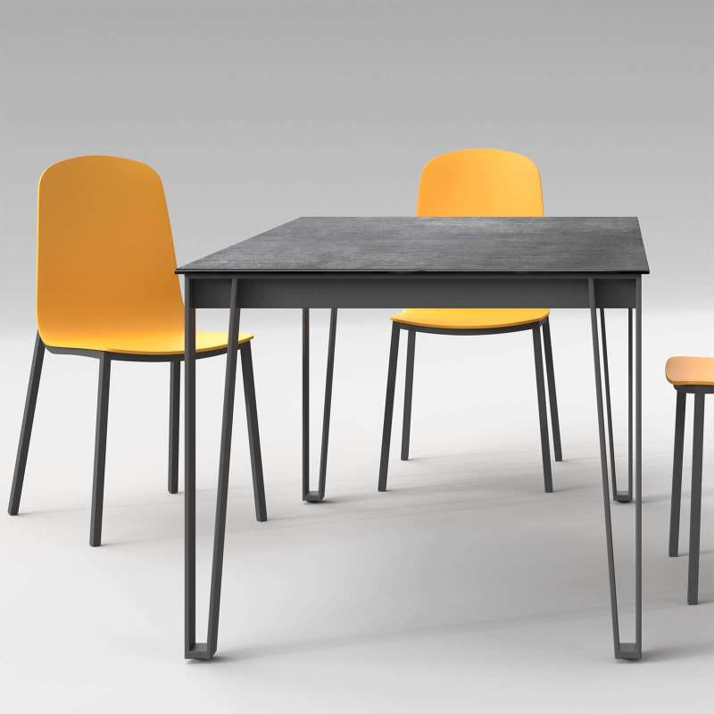 Table moderne en Dekton avec pieds épingle en métal - London