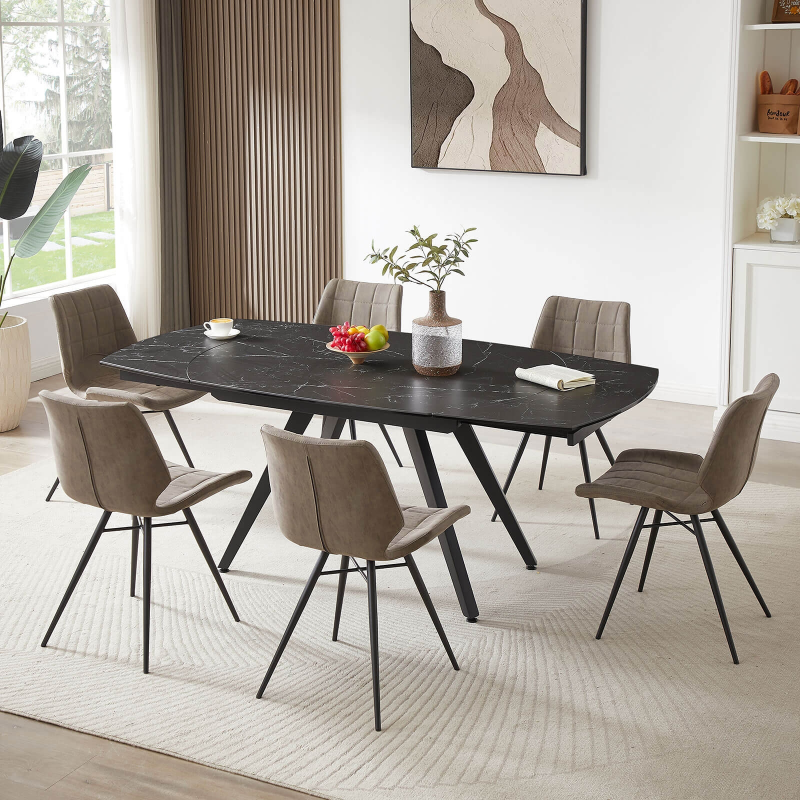 Table moderne extensible en céramique avec pieds en métal - Sofia