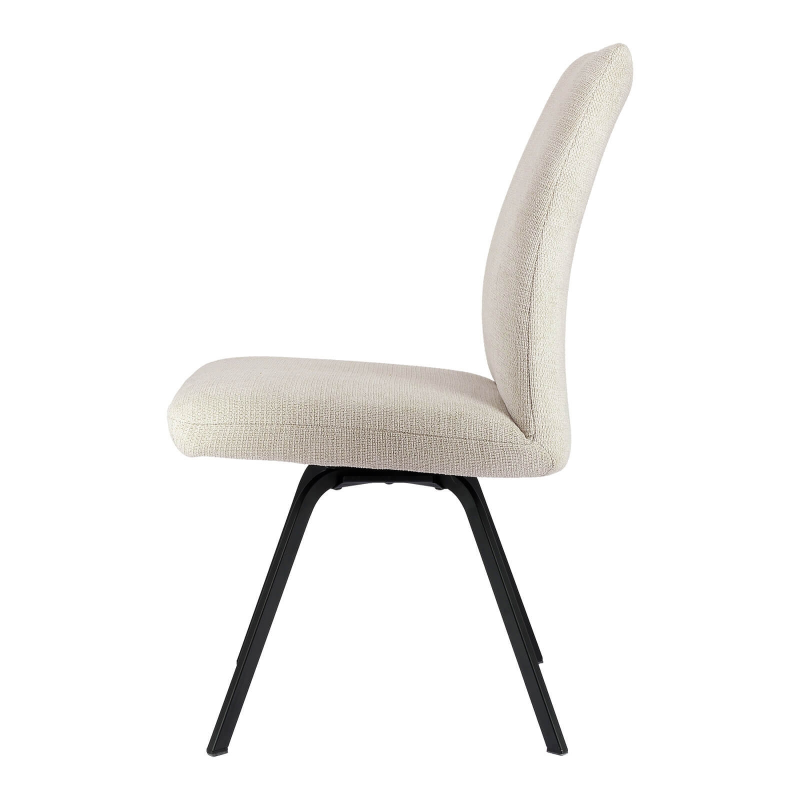 Chaise rembourrée confortable en tissu avec dossier inclinable et pieds métal - Gabin