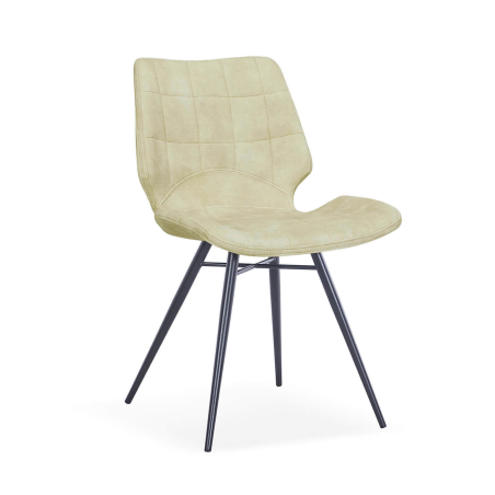 Chaise rétro design rembourrée en velours blanc - Ibéris