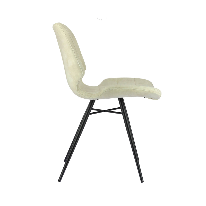 Chaise design vintage rembourrée en velours beige naturel - Ibéris