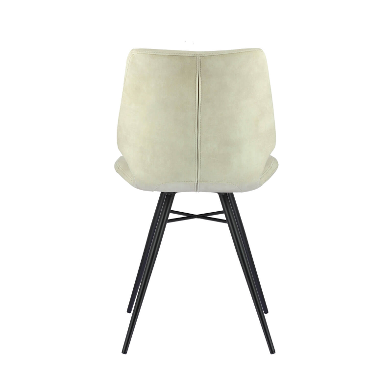 Chaise design rembourrée en velours beige naturel - Ibéris