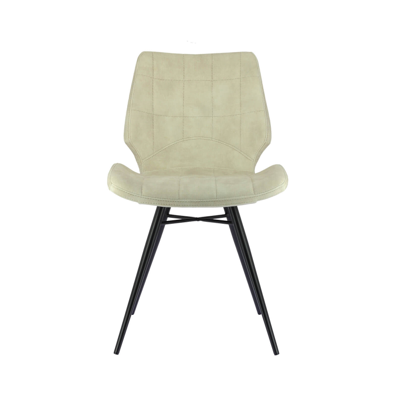 Chaise design rembourrée en velours beige naturel - Ibéris