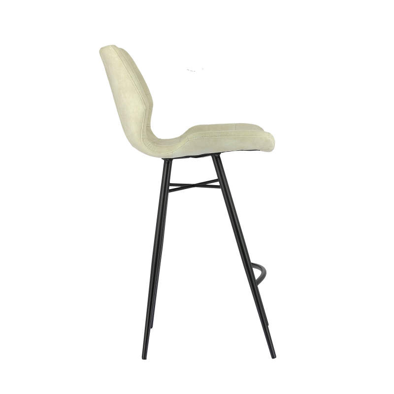 Tabouret en velours blanc avec piétement en métal noir - Impia