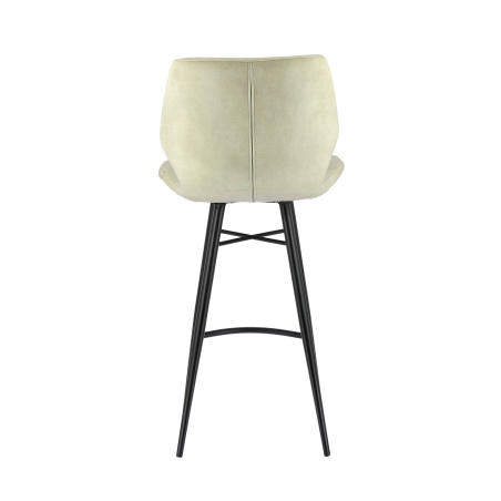Tabouret en velours blanc avec pieds métalliques noirs - Impia