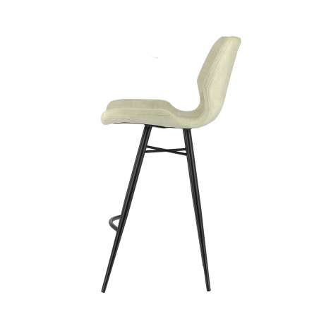 Tabouret en métal noir avec assise matelassée en velours blanc - Impia