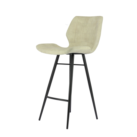 Tabouret avec revêtement en velours blanc et pieds en métal noir - Impia