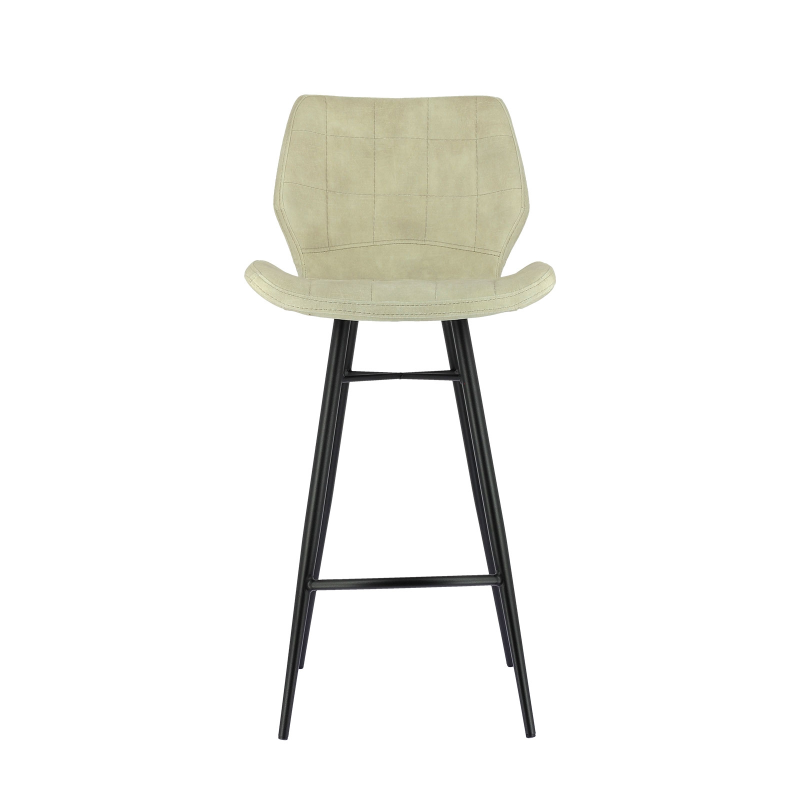 Tabouret coque blanche en velours avec piétement en métal noir - Impia