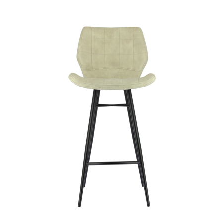 Tabouret coque blanche en velours avec piétement en métal noir - Impia