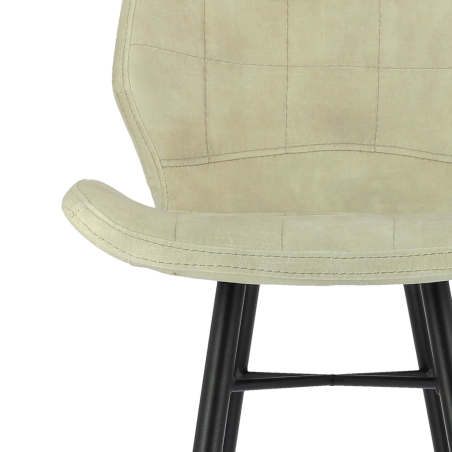 Tabouret avec revêtement en velours blanc et pieds en métal noir - Impia