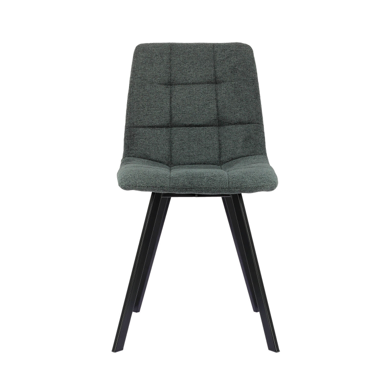 Chaise matelassée en tissu gris foncé avec pied en métal - Carvi