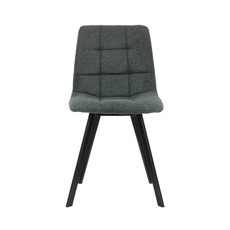 Chaise matelassée en tissu gris foncé avec pied en métal - Carvi