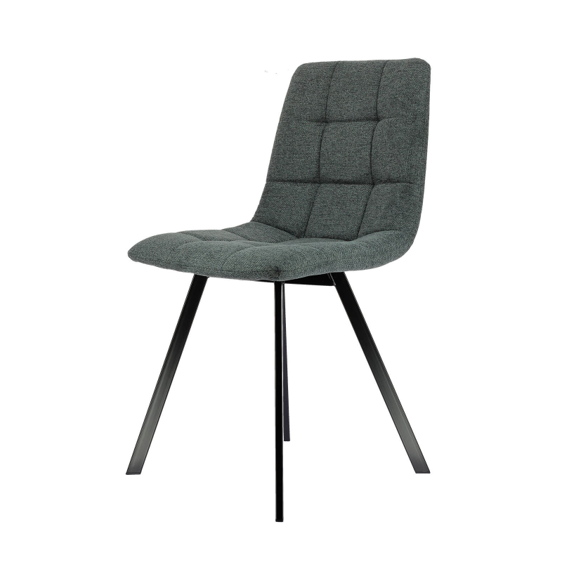 Chaise en tissu gris foncé avec piétement métallique - Carvi
