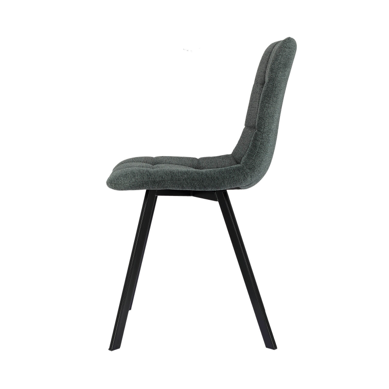 Chaise matelassée en tissu sombre et base en métal - Carvi