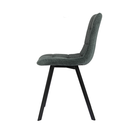 Chaise matelassée en tissu sombre et base en métal - Carvi