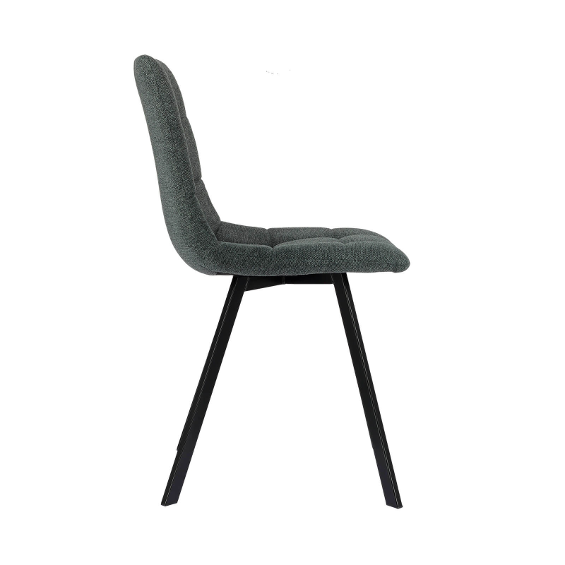 Chaise en tissu rembourré gris foncé et base métallique - Carvi