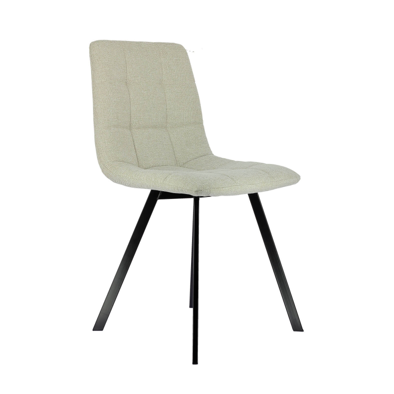 Chaise tendance matelassée beige avec pieds en métal noir  - Carvi
