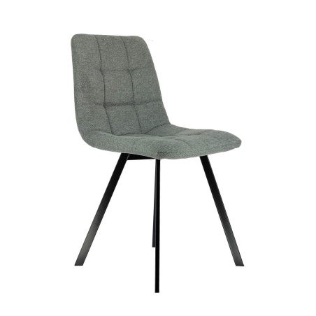 Chaise tendance matelassée gris clair avec pieds en métal noir  - Carvi