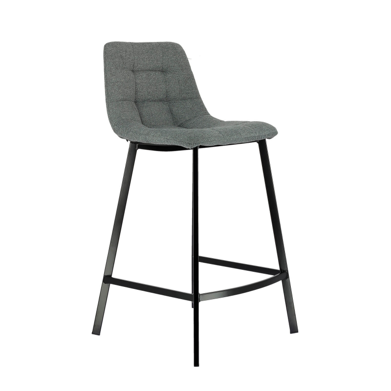 Tabouret snack avec revêtement en tissu matelassé gris - Carvi