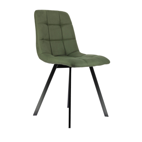 Chaise matelassée verte avec pieds en métal noir  - Carvi