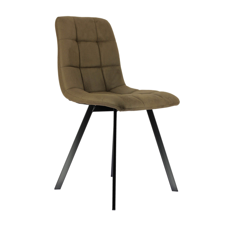 Chaise matelassée marron avec pieds en métal noir  - Carvi