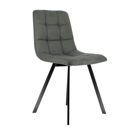 Chaise matelassée gris avec pieds en métal noir  - Carvi