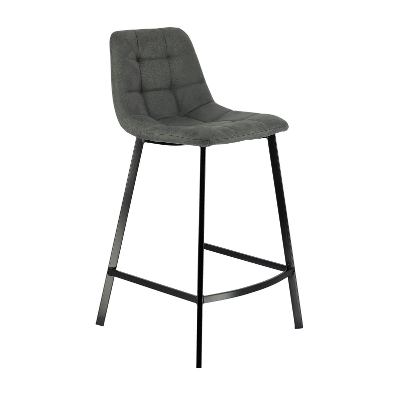 Tabouret snack matelassé en tissu gris - Carvi